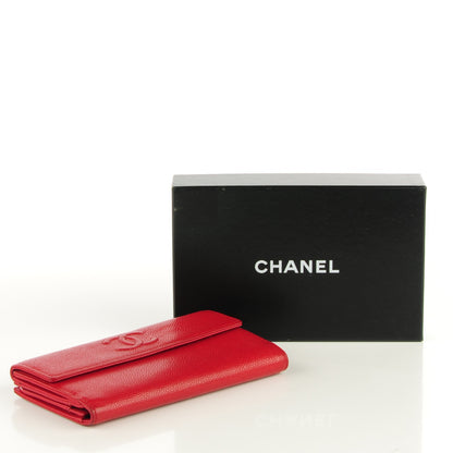 Chanel Caviar CC Long Flap French Wallet Red 4 of 8