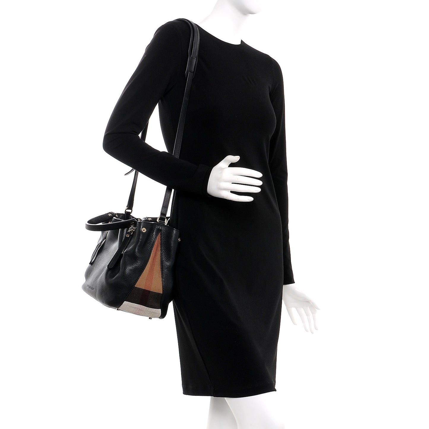 Grainy Calfskin House Check Small Maidstone Black