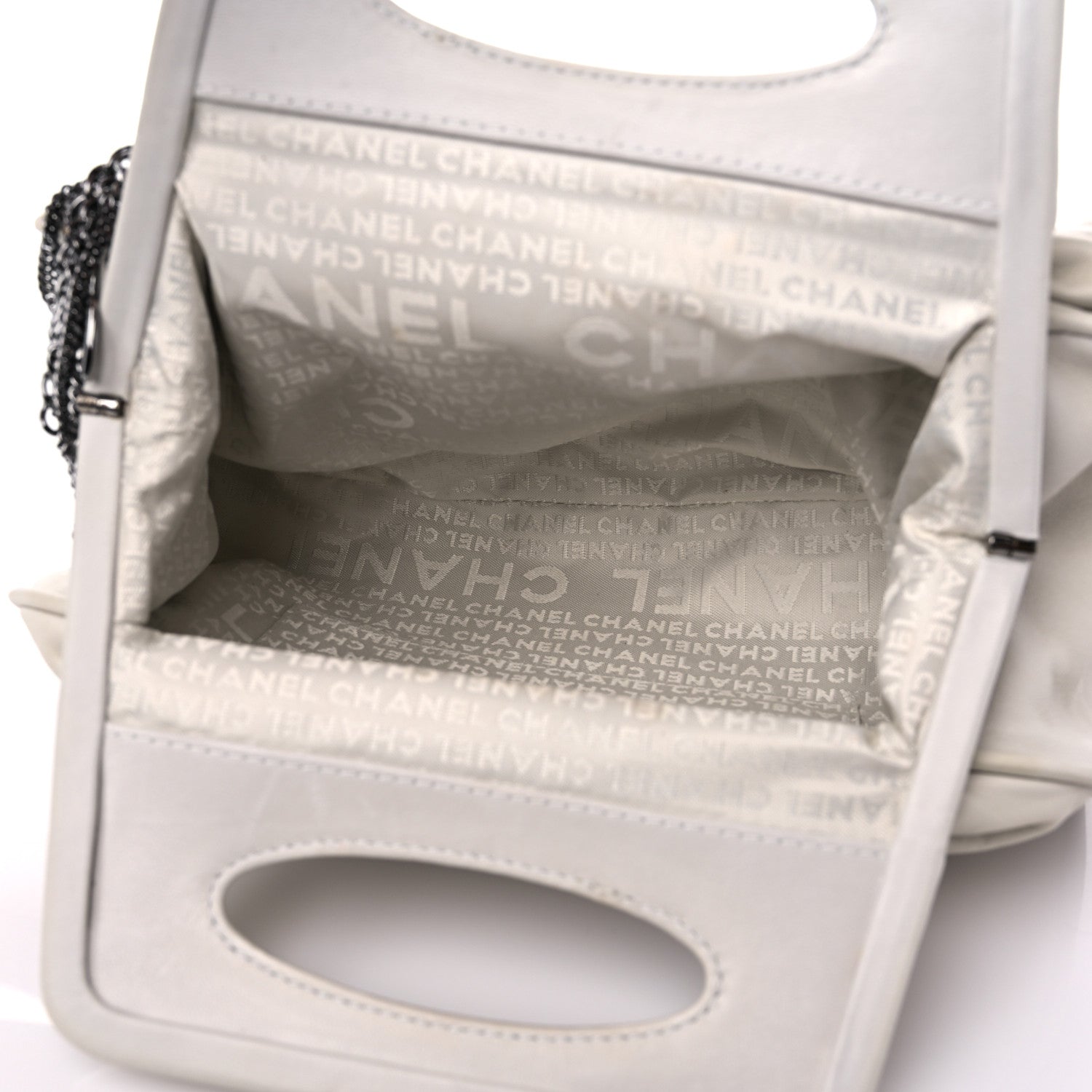 Chanel Lambskin Chain Fringe Handbag White 4 of 14