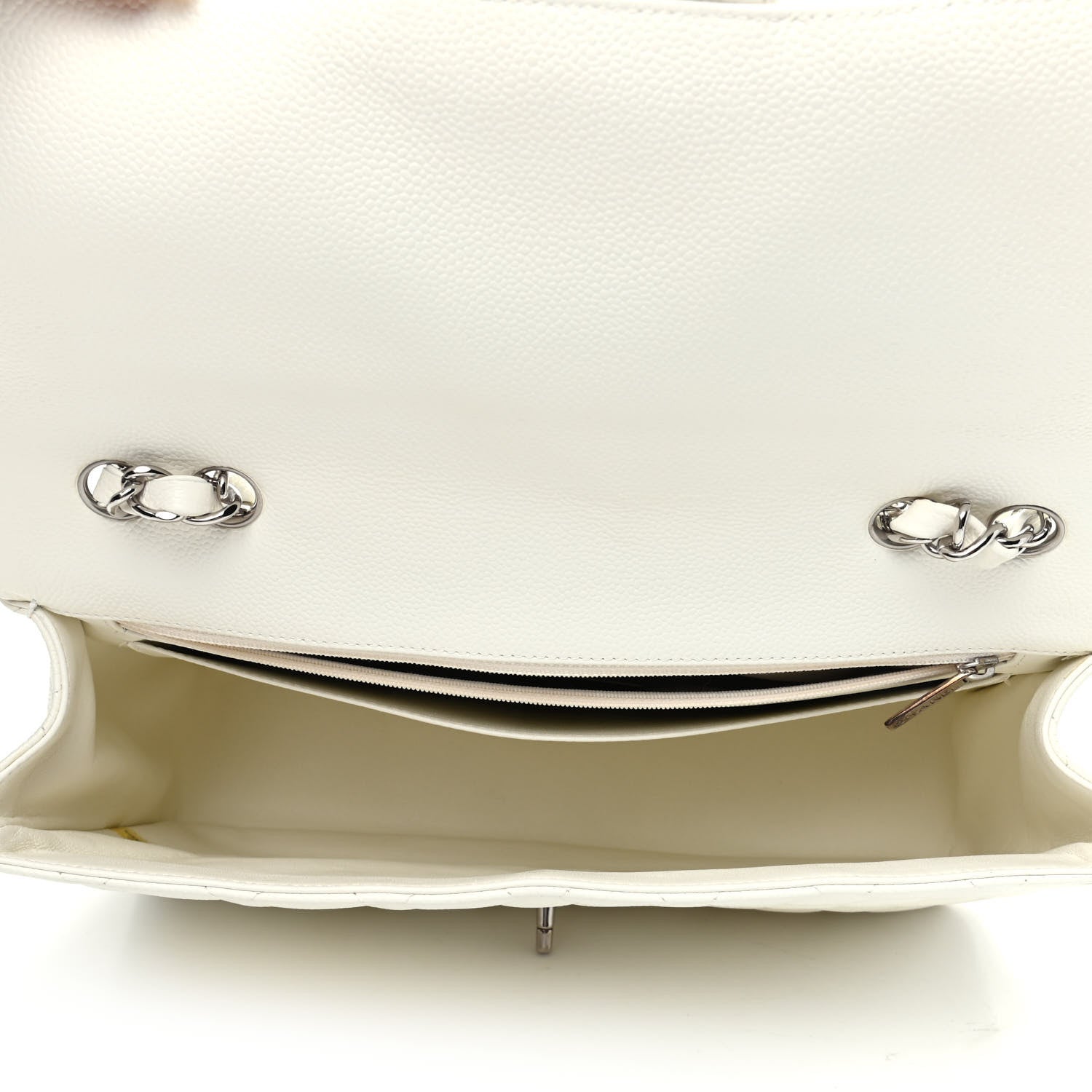 Chanel Caviar Quilted Jumbo Single Flap White 5 of 9