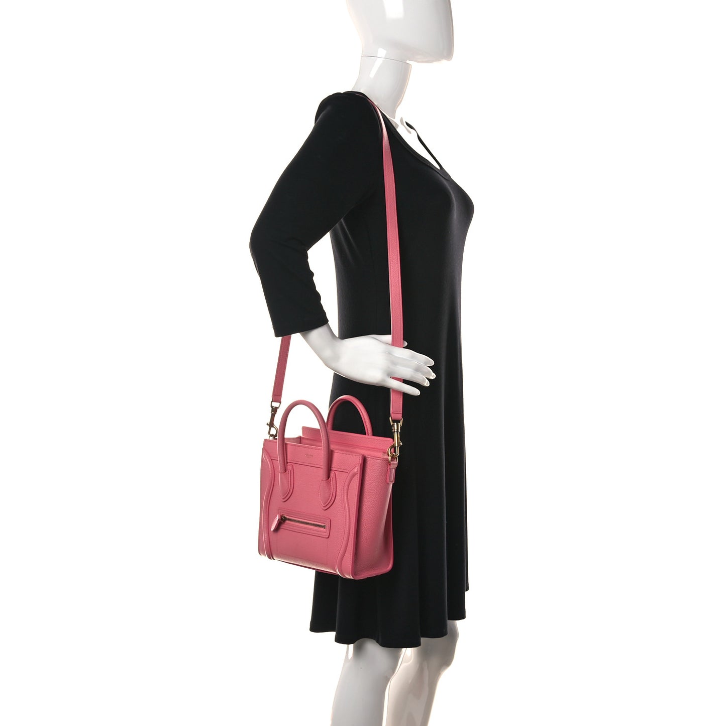 Drummed Calfskin Nano Luggage Flamingo