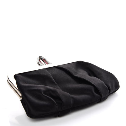 Christian Louboutin Satin Crystal Loubi Lula Frame Pouch Black 4 of 12