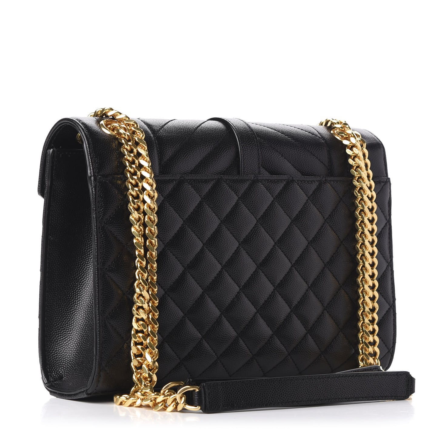 Grain De Poudre Textured Mixed Matelasse Triquilt Medium Monogram Satchel Black