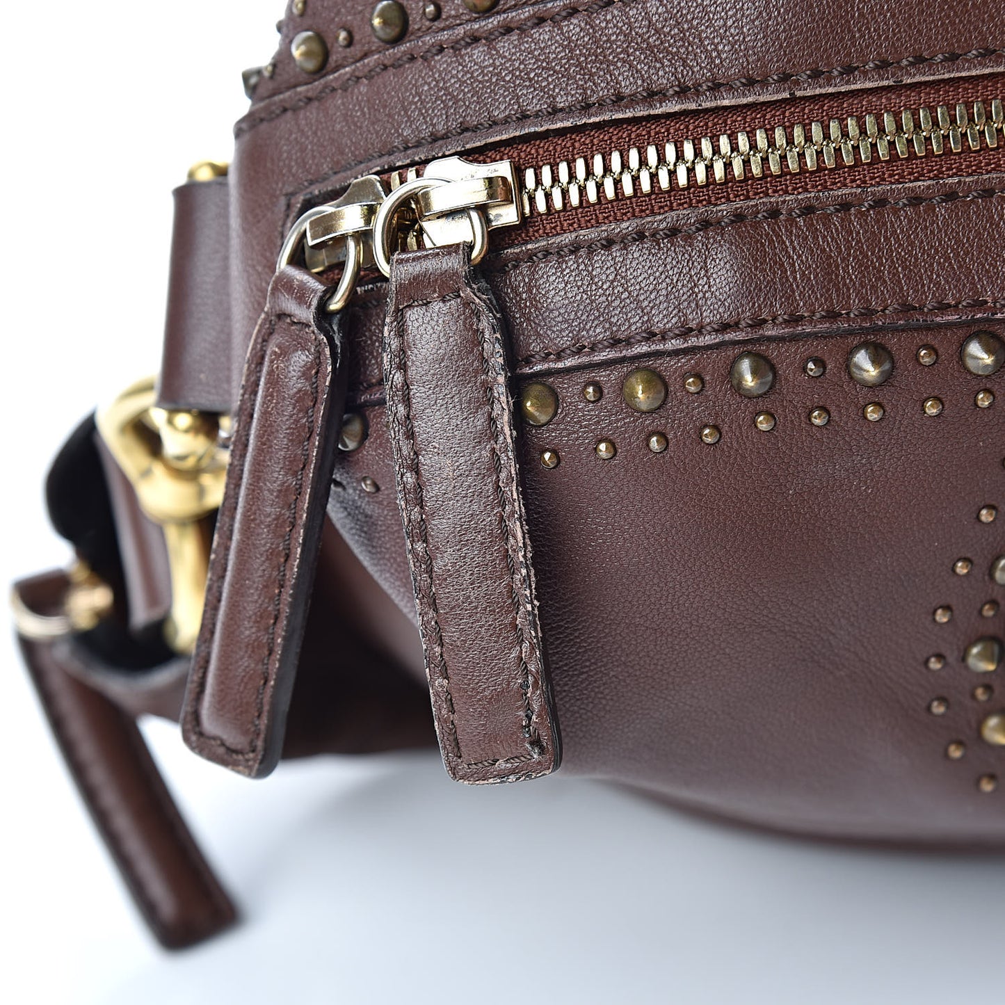 Lambskin Studded Small Nightingale Dark Brown