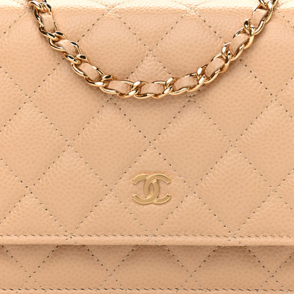 Chanel Caviar Quilted Wallet On Chain WOC Beige 9 of 12