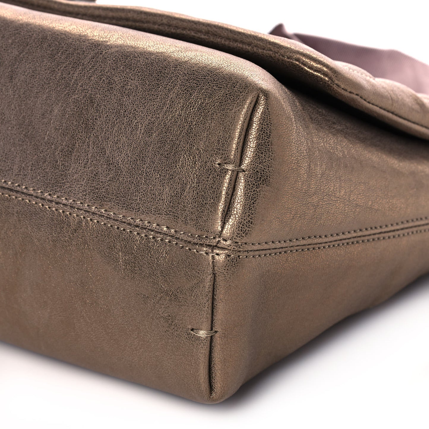 Metallic Lambskin Quilted Medium Happy Shoulder Bag Bronze