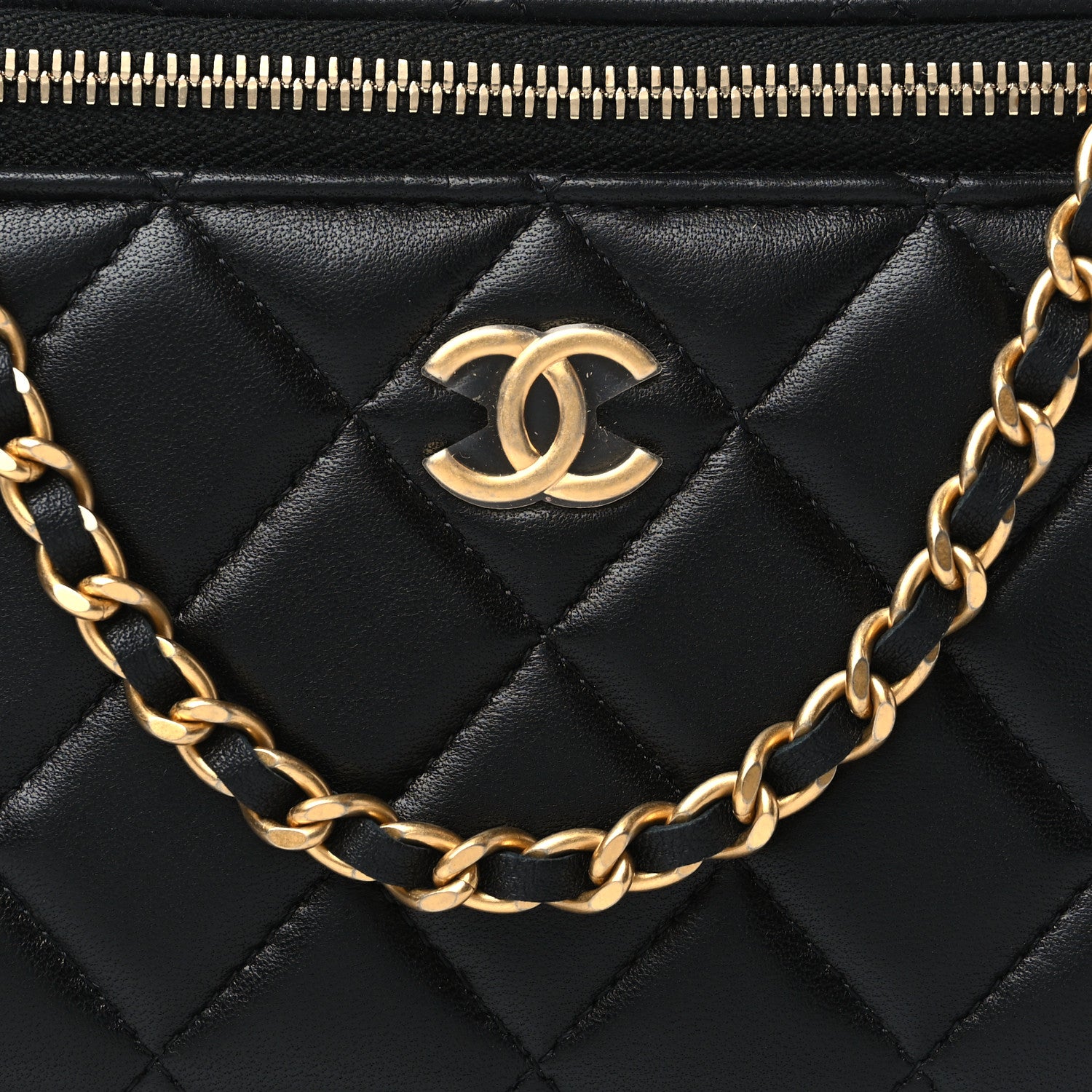 Chanel Lambskin Quilted Small Top Handle Vanity Case With Chain Black 8 of 10