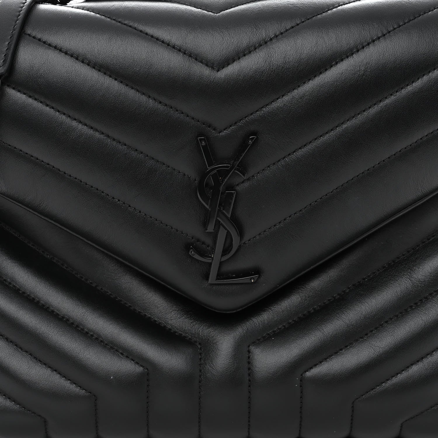 Saint Laurent Calfskin Y Quilted Monogram Monochrome Medium Loulou Chain Satchel Black 7 of 10