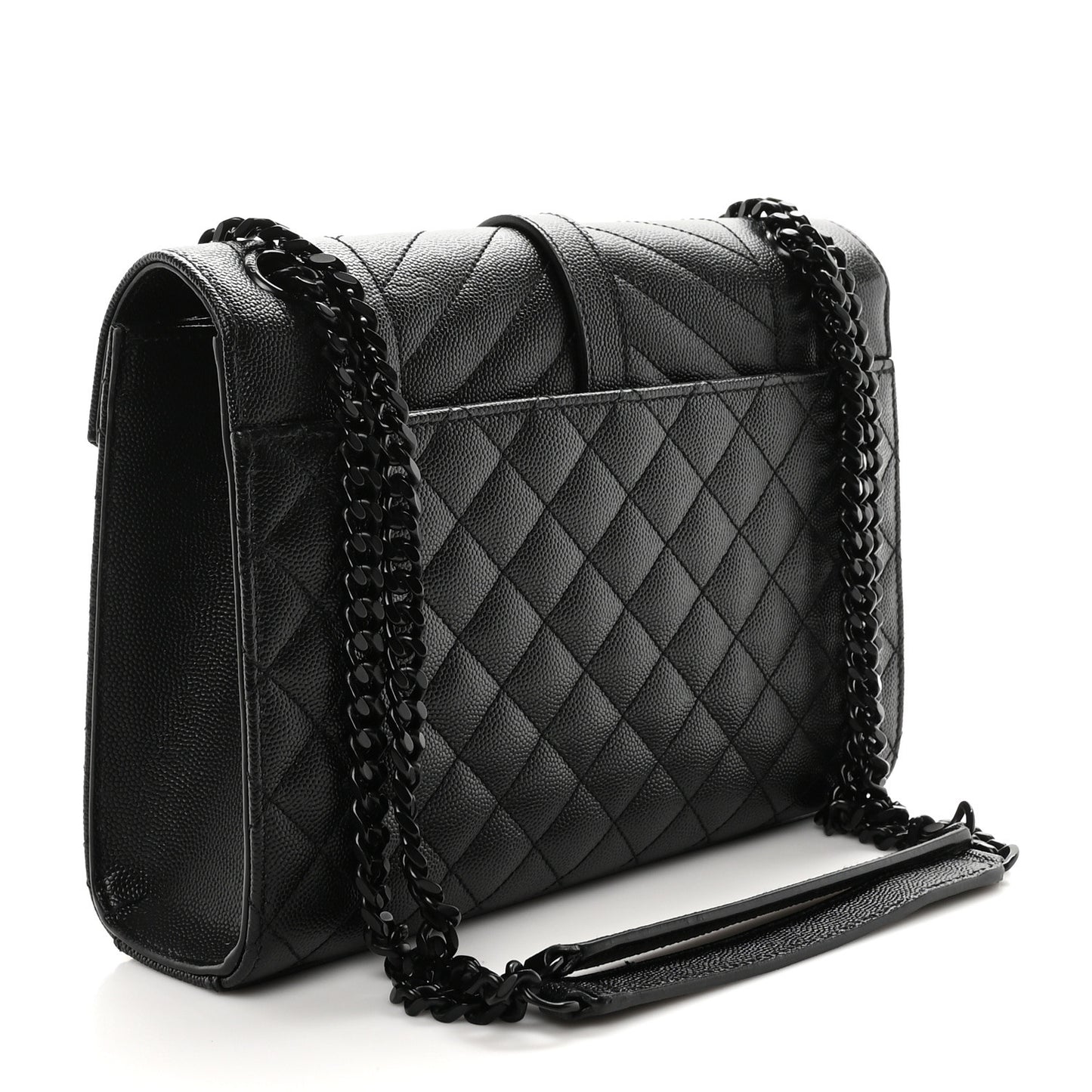 Grain De Poudre Textured Mixed Matelasse Triquilt Medium Monogram Monochrome Satchel Black