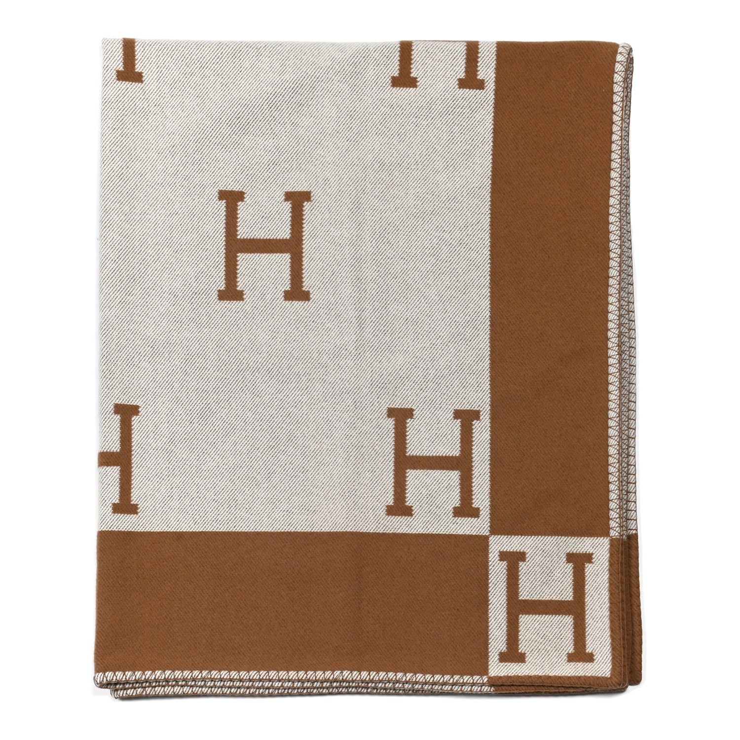 Hermes Wool Cashmere New Classic Avalon Blanket Ecru Camel 1 of 3