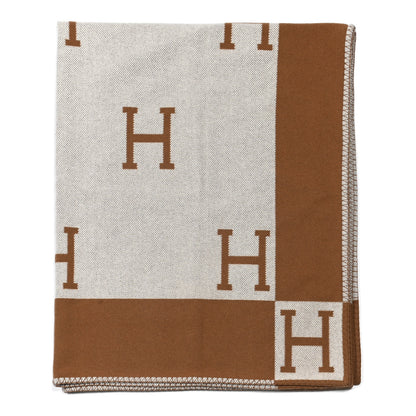 Hermes Wool Cashmere New Classic Avalon Blanket Ecru Camel 1 of 3