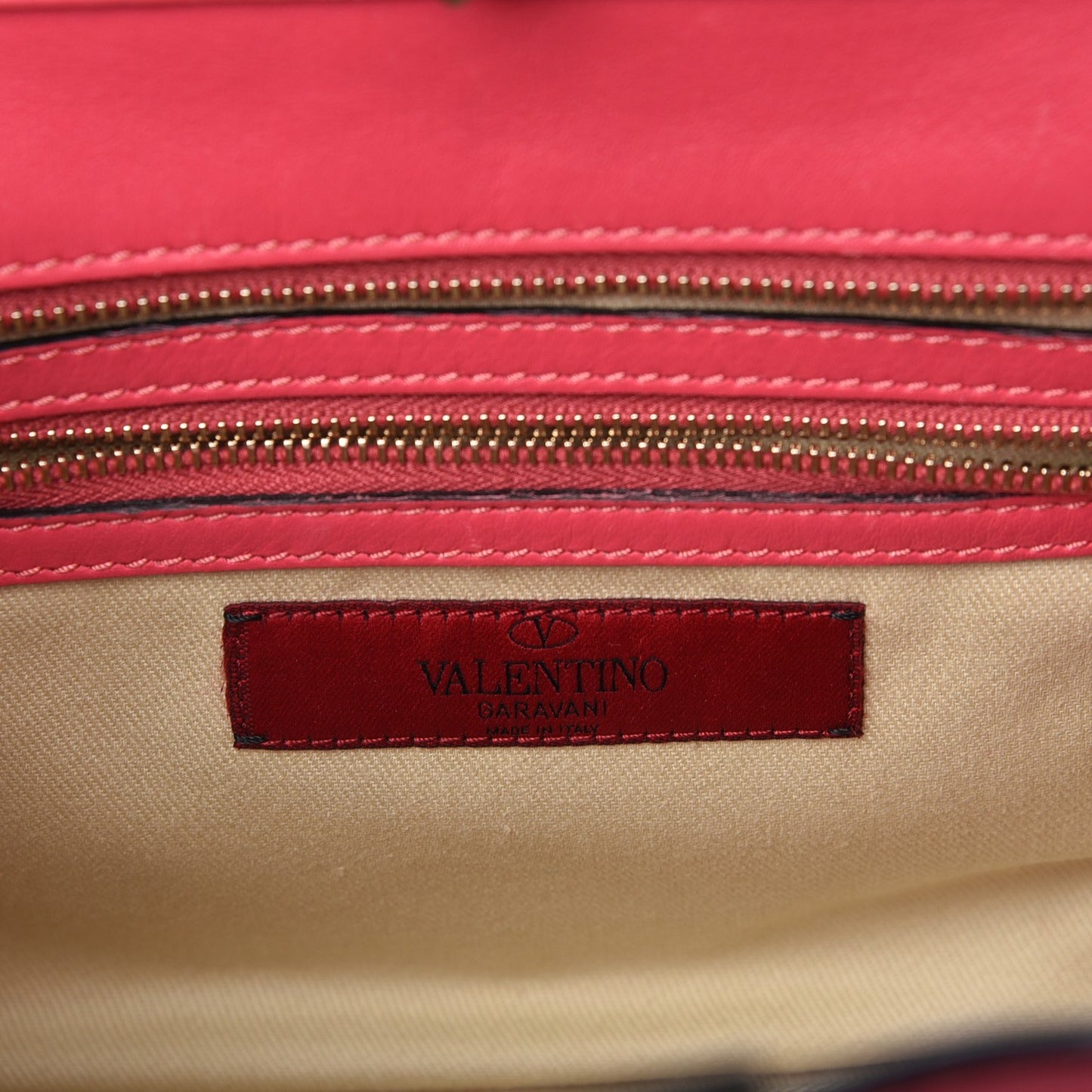 Vitello Small Rockstud Double Handle Tote Raspberry
