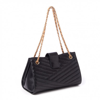 Chanel Calfskin Chevron Quilted Gabrielle Tote Black 2 of 9