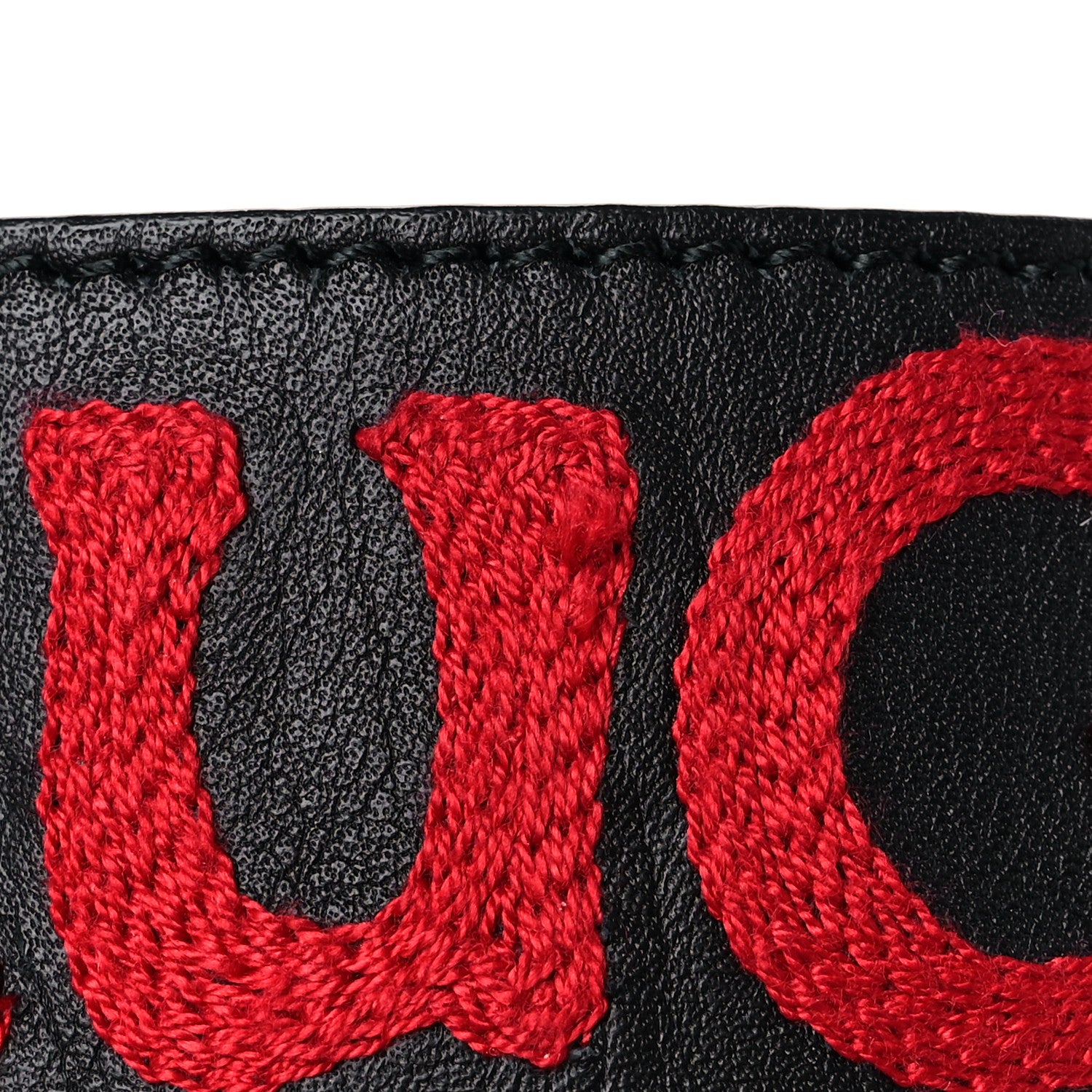 Gucci Calfskin L'Aveugle Par Amour Embroidered Double G 40mm Belt 80 32 Black Red 6 of 6
