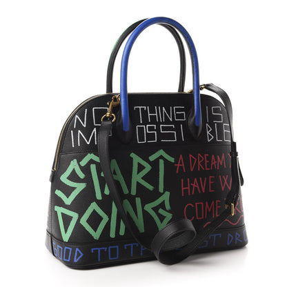 Balenciaga Signature Grained Calfskin Graffiti M Ville Top Handle Bag Black Multicolor 3 of 10