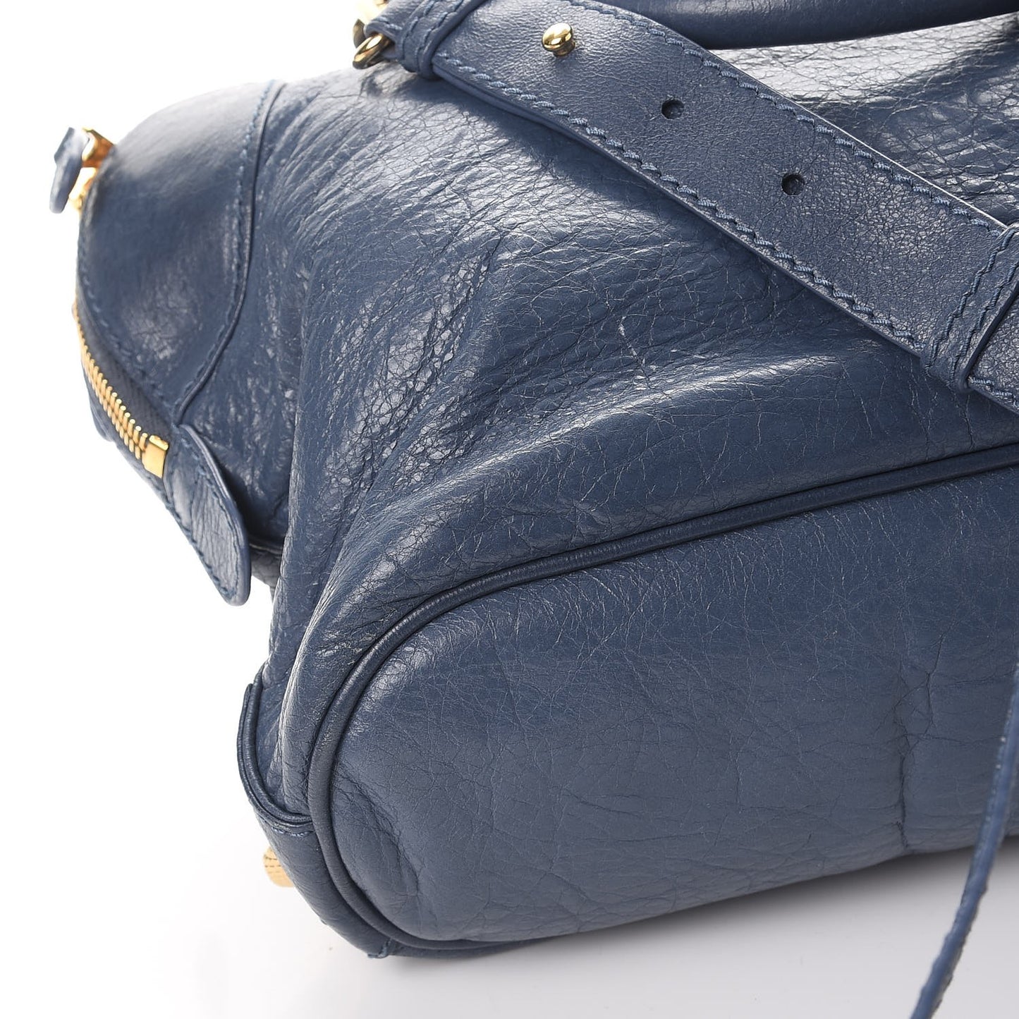 Agneau Giant 12 Gold Hardware Bowling Bag Bleu Persan