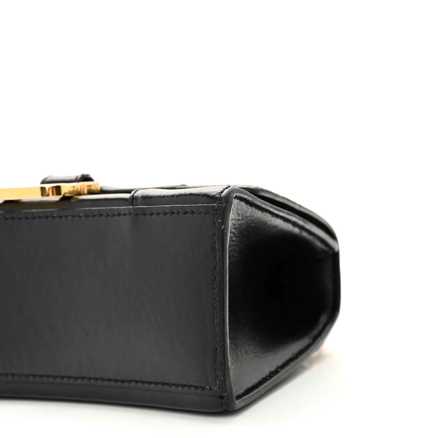 Shiny Box Calfskin Hourglass Top Handle Bag XS Black