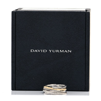 David Yurman Sterling Silver 18K Yellow Gold Narrow Crossover Ring 52 6 5 of 5