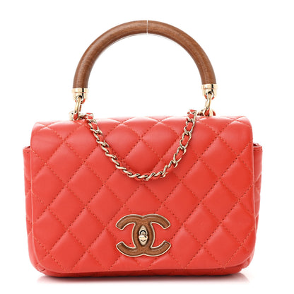 Chanel Lambskin Quilted Wood Mini Coco Handle Flap Red 1 of 11