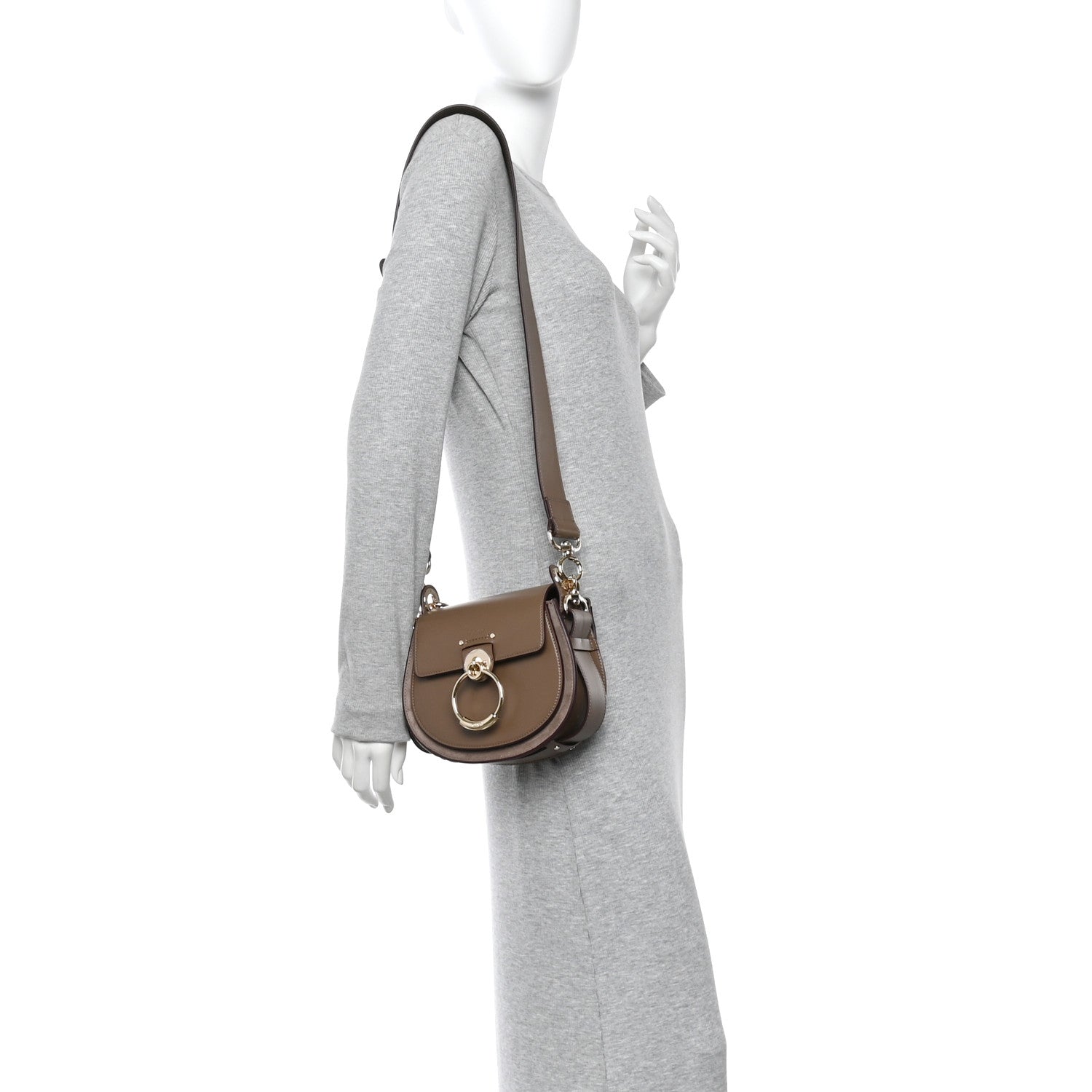 Chloe Calfskin Small Tess Bag Dark Nut 2 of 10