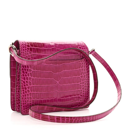 Hermes Shiny Alligator Mini Sac Roulis Rose Scheherazade 3 of 10