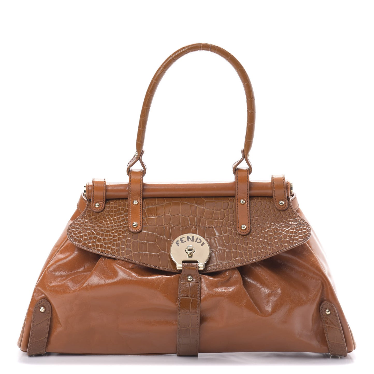 Lambskin Crocodile Embossed Medium Magic Bag Honey