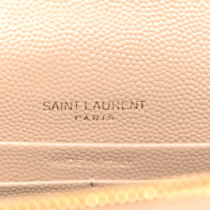 Saint Laurent Grain De Poudre Matelasse Chevron Monogram Envelope Chain Wallet Dark Beige 6 of 10