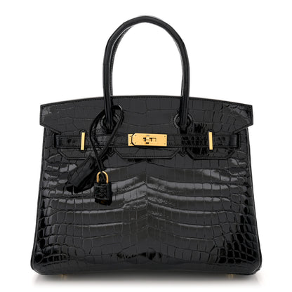 Hermes Shiny Niloticus Crocodile Birkin 30 Black 1 of 11