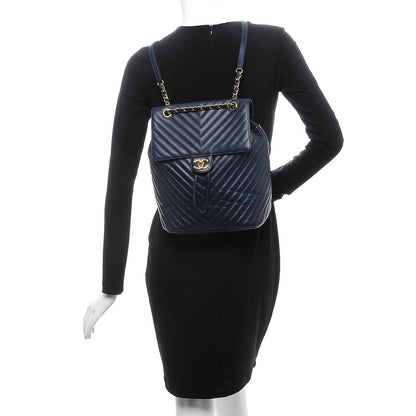 Chanel Calfskin Chevron Quilted Large Urban Spirit Backpack Navy 2 of 7