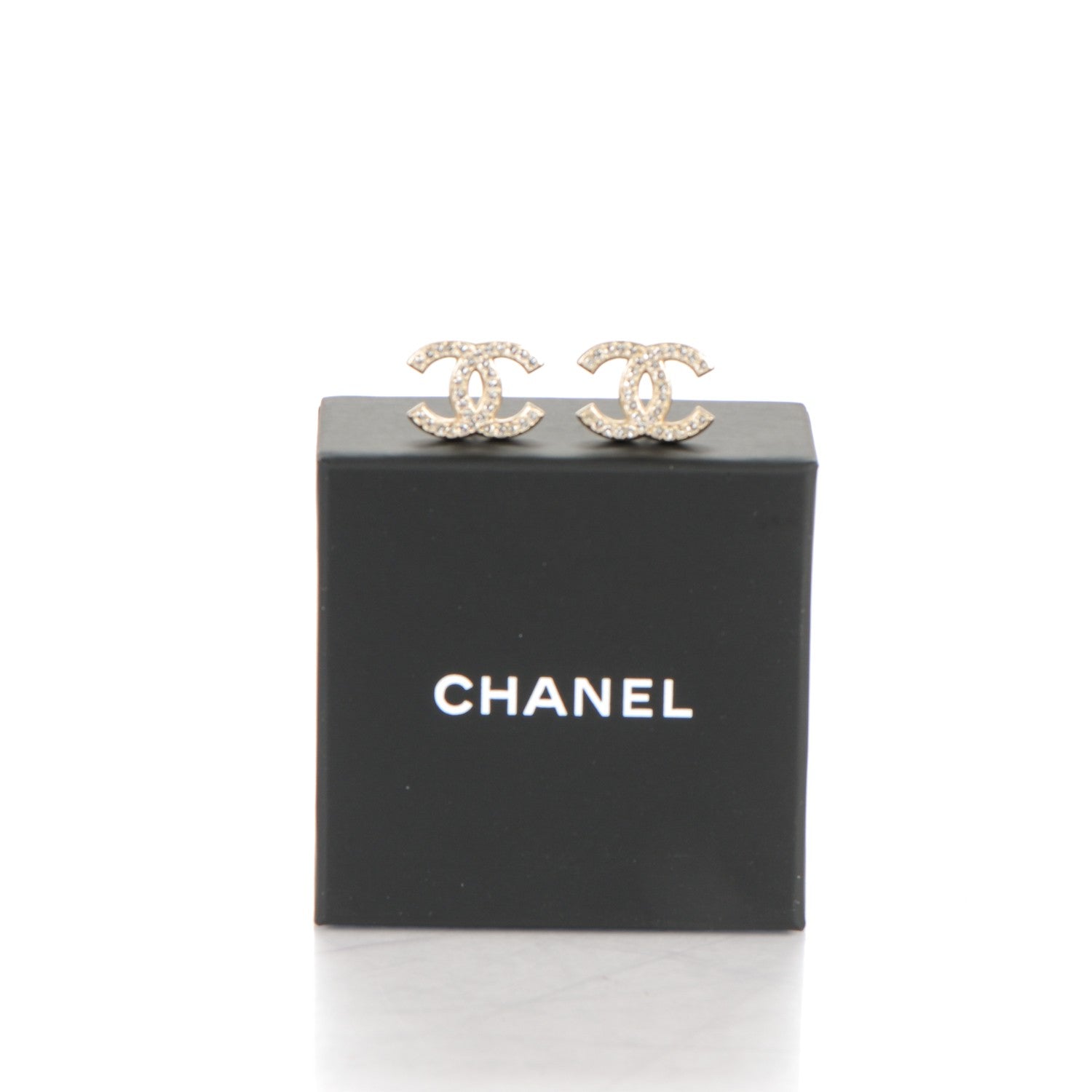Chanel Crystal CC Earrings Gold 5 of 5