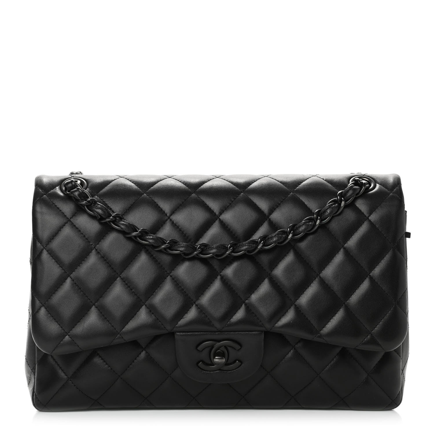 Chanel Lambskin Quilted Jumbo Double Flap So Black 1 of 16