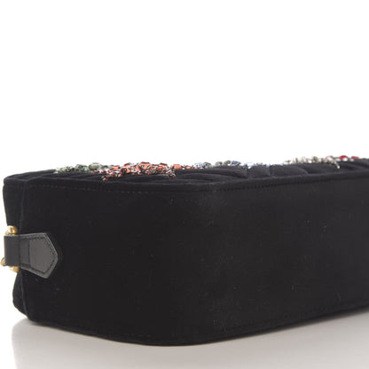 Gucci Velvet Matelasse Crystal Star Embroidered Small GG Marmont Chain Shoulder Bag Black 5 of 8