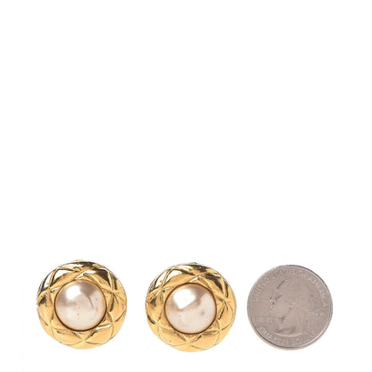 Chanel Pearl Clip On Earrings Gold 2 of 7