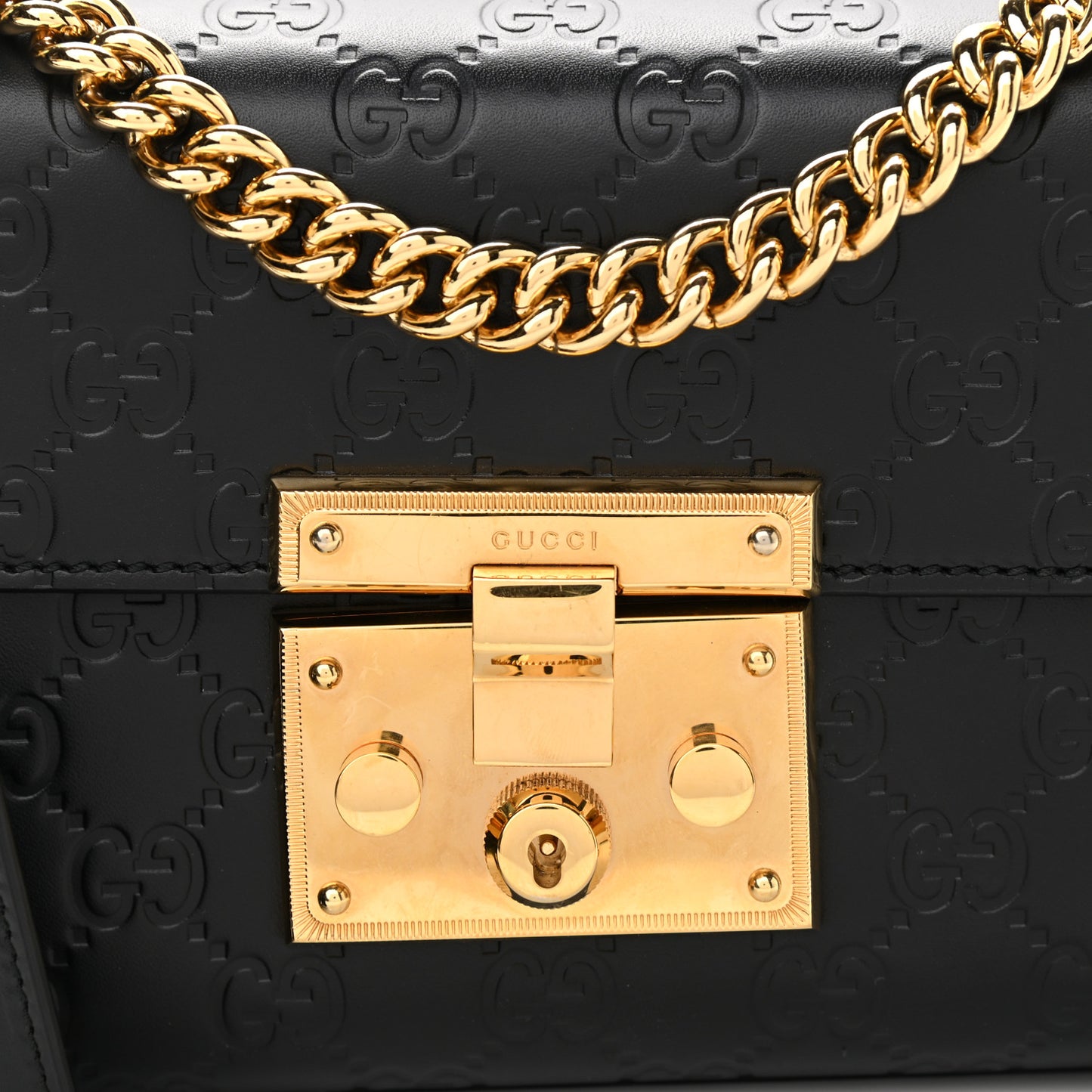 Guccissima Small Padlock Shoulder Bag Black