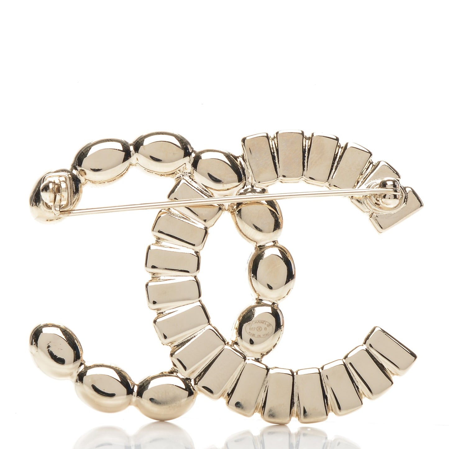 Baguette Crystal CC Brooch Gold Beige