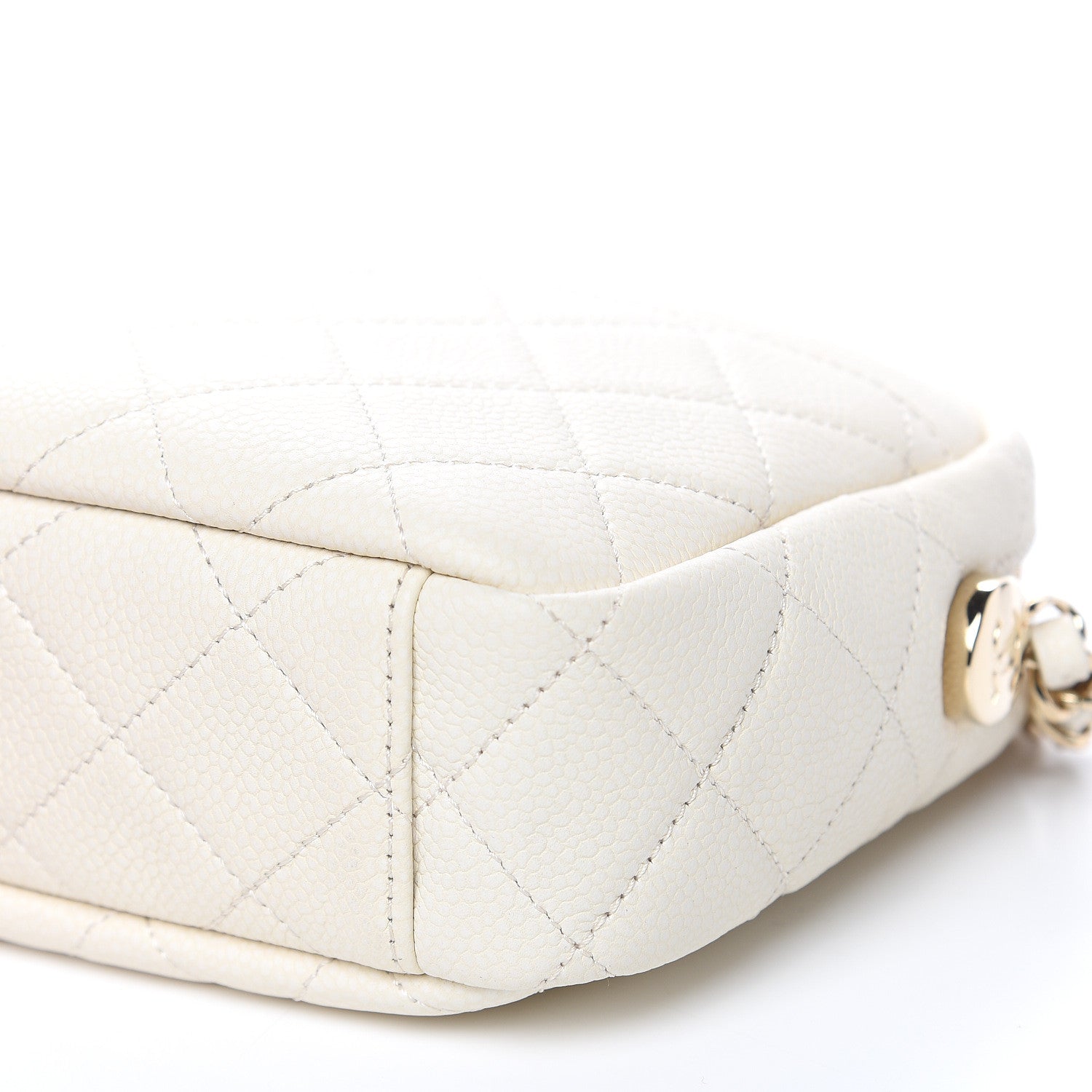 Chanel Caviar Flat Quilted Small Coco Tassel Camera Case White 9 of 10