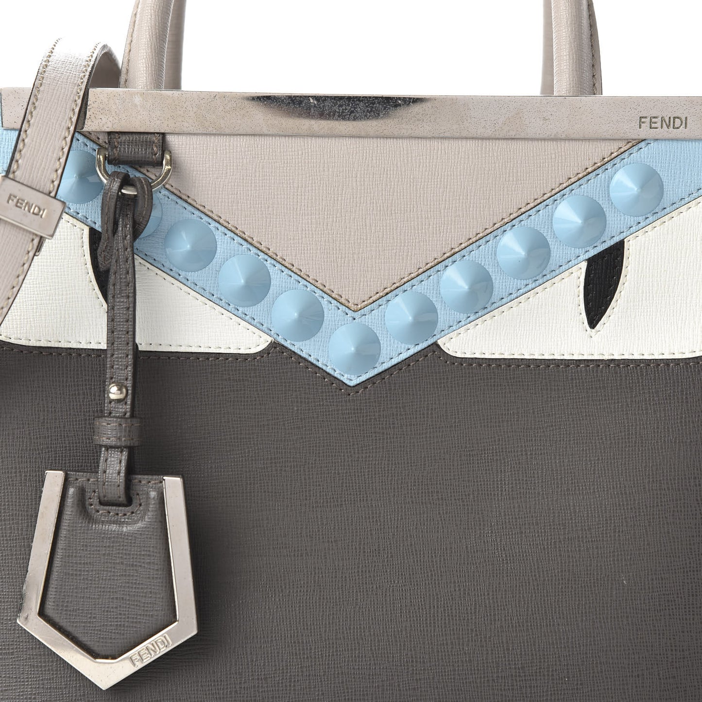Vitello Elite Monster Eyes Studded Petite 2Jours Tote Carbone White Multicolor