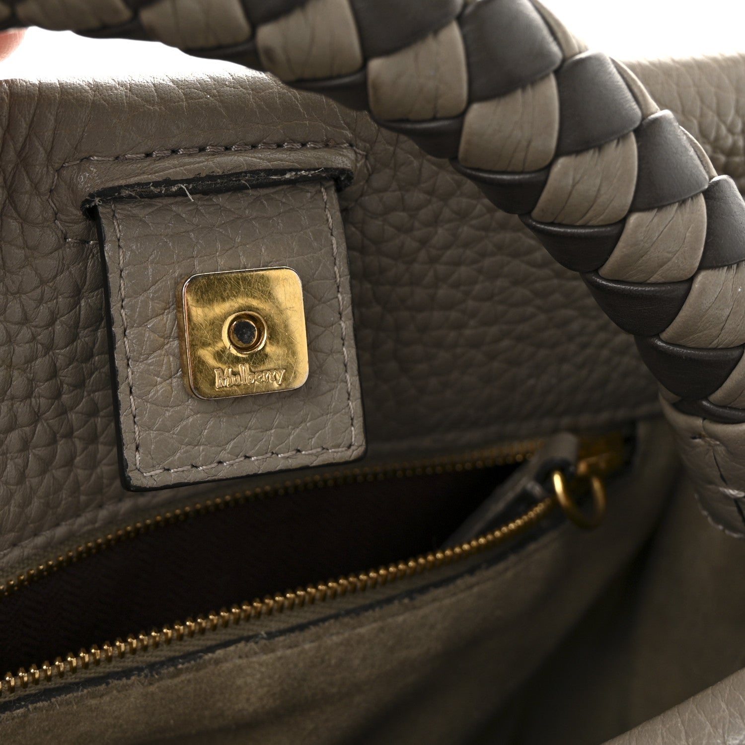 Mulberry Heavy Grain Small Iris Tote Powder Grey Dark Clay 6 of 9