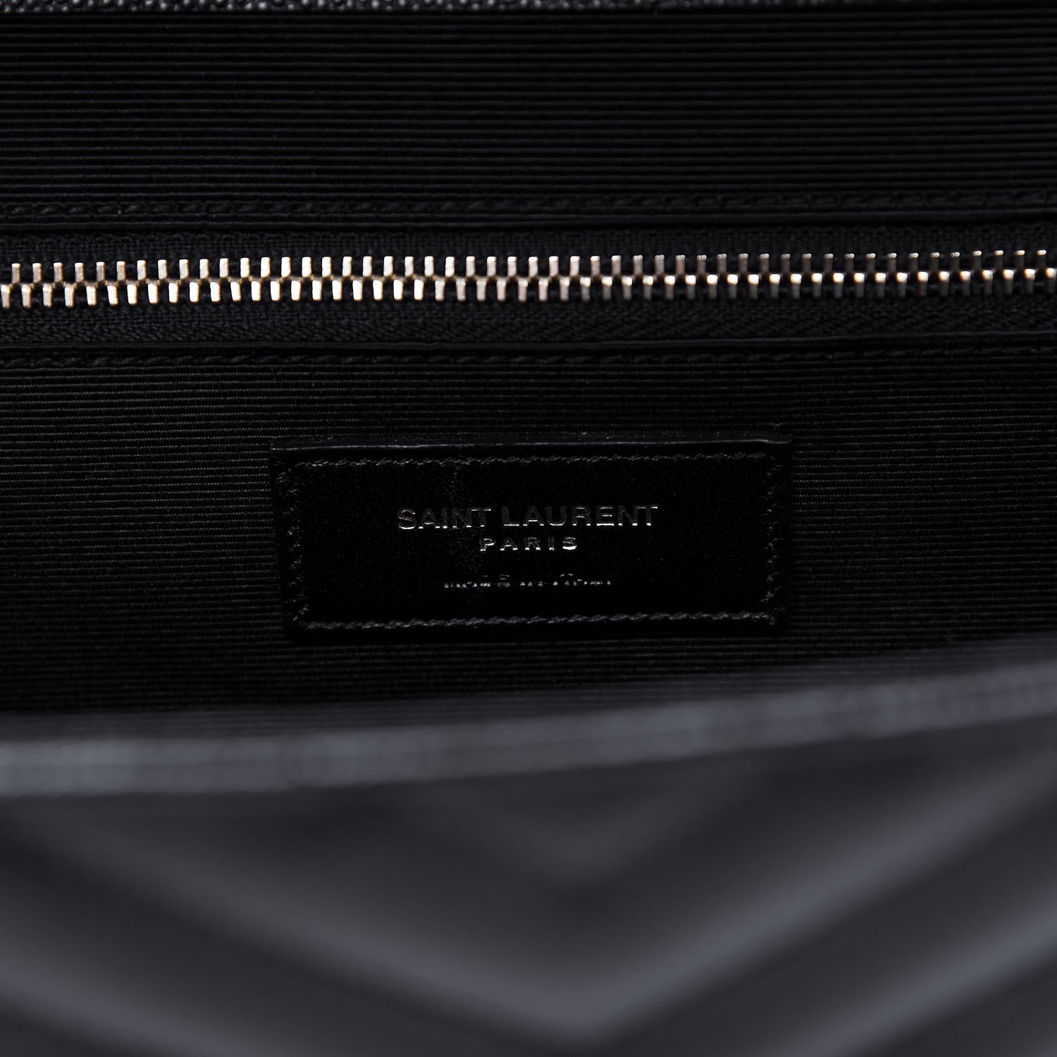 Saint Laurent Grain De Poudre Matelasse Chevron Large Monogram Satchel Black 8 of 9