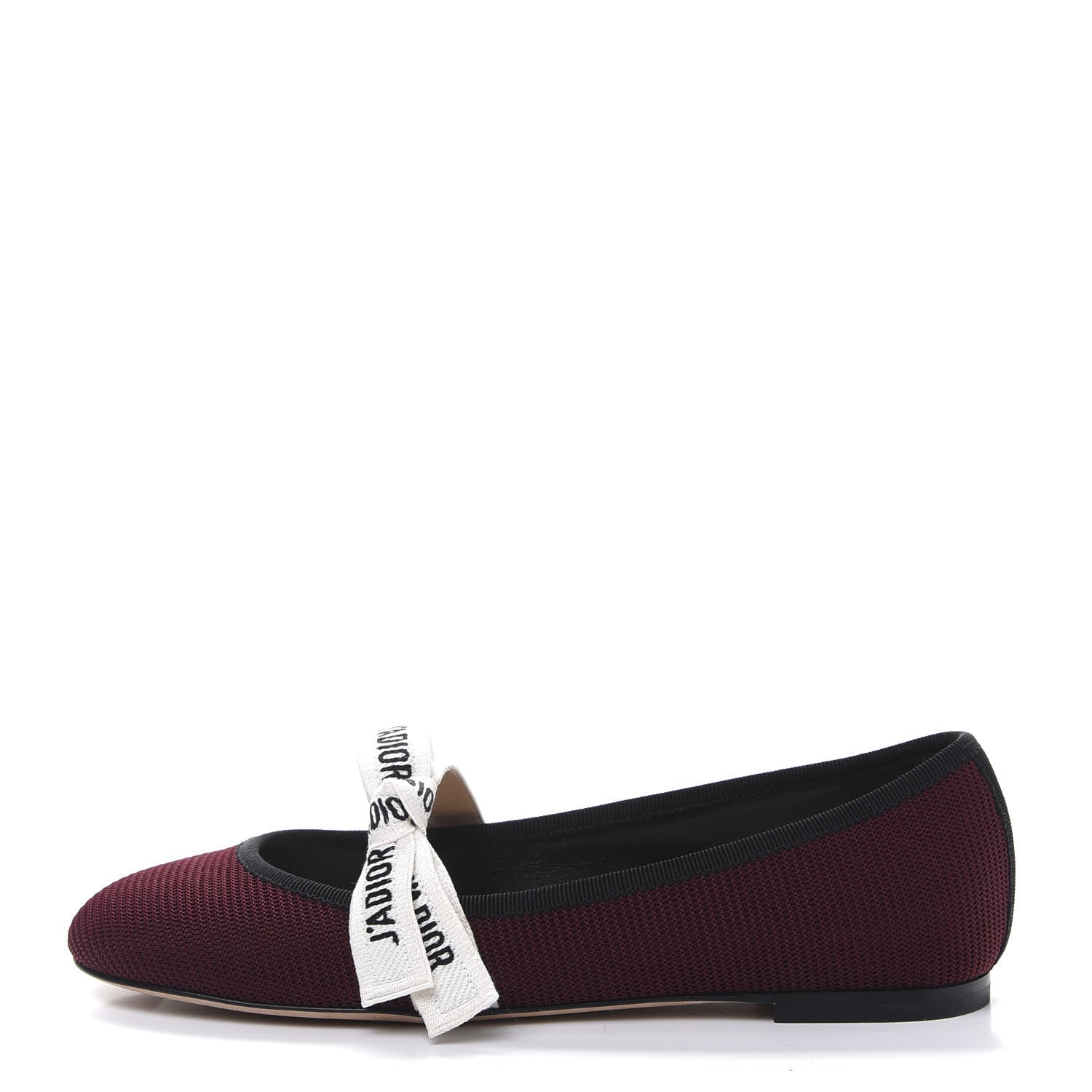 Christian Dior Fabric Ribbon Embroidered J'Adior Ballet Flats 35.5 Rouge Black 1 of 9