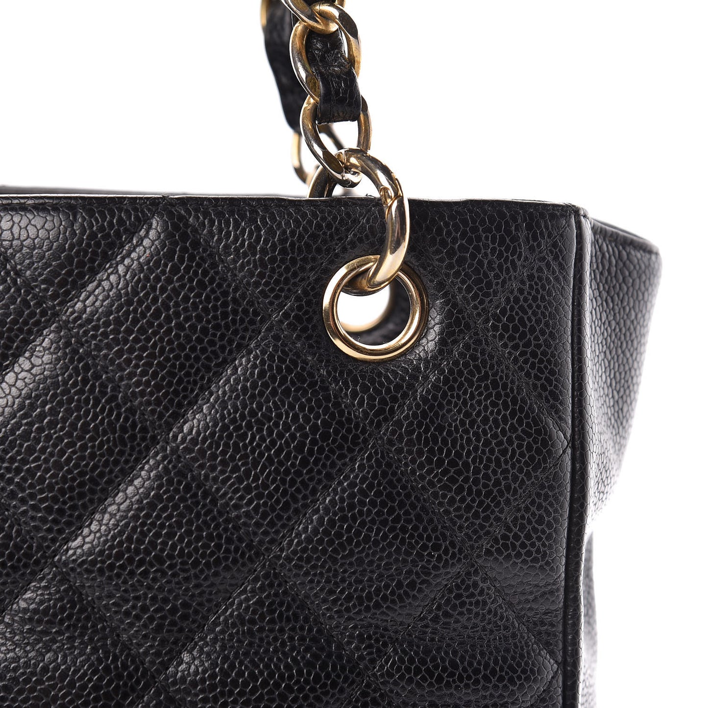 Caviar Quilted Petit Shopping Tote PST Black