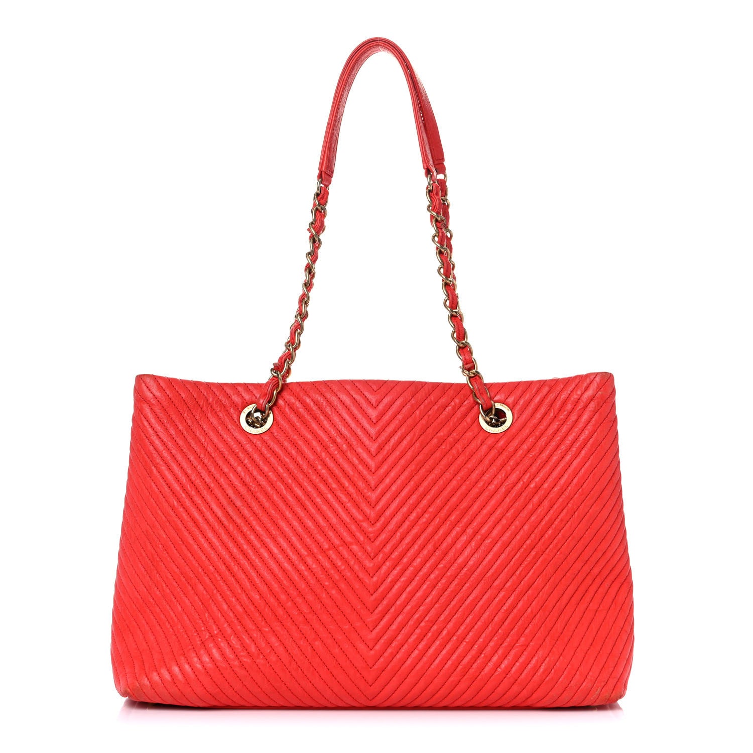 Chanel Wrinkled Lambskin Chevron Quilted Large Surpique Tote Red 1 of 31