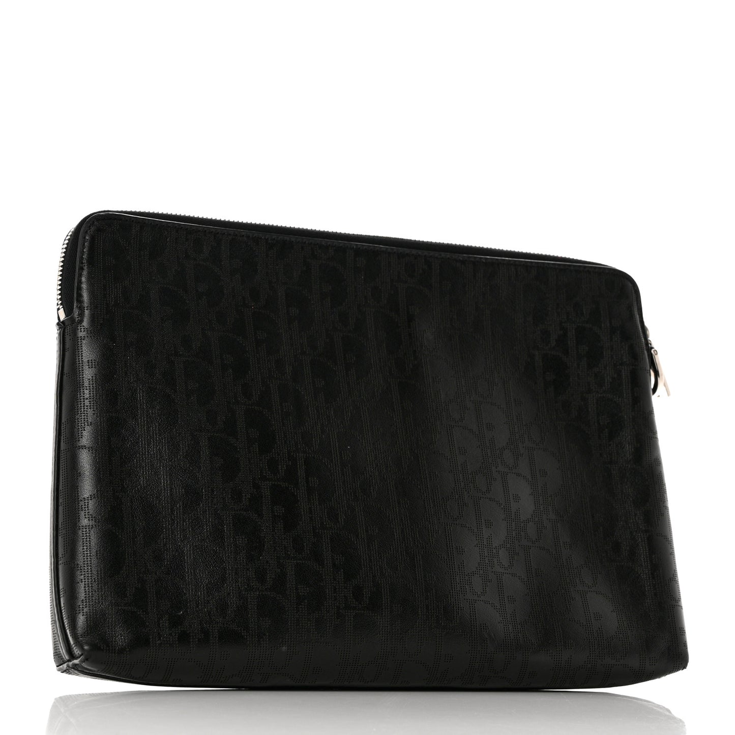 Calfskin Perforated Oblique Galaxy Pouch Black