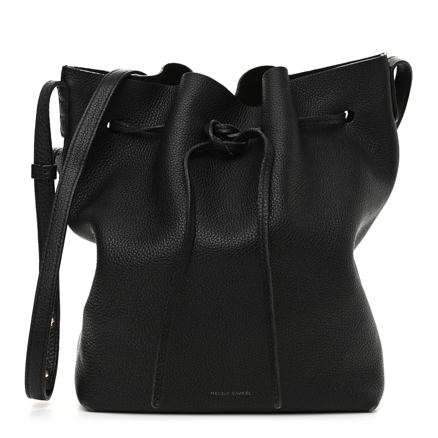 Tumbled Calfskin Bucket Bag Black