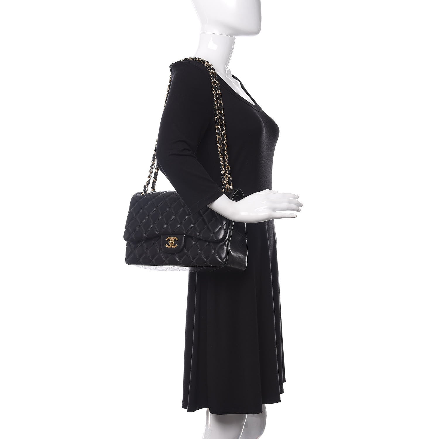 Chanel Lambskin Quilted Jumbo Double Flap Black 2 of 10