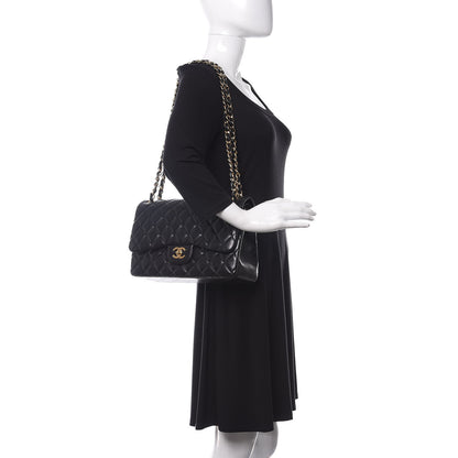 Chanel Lambskin Quilted Jumbo Double Flap Black 2 of 10