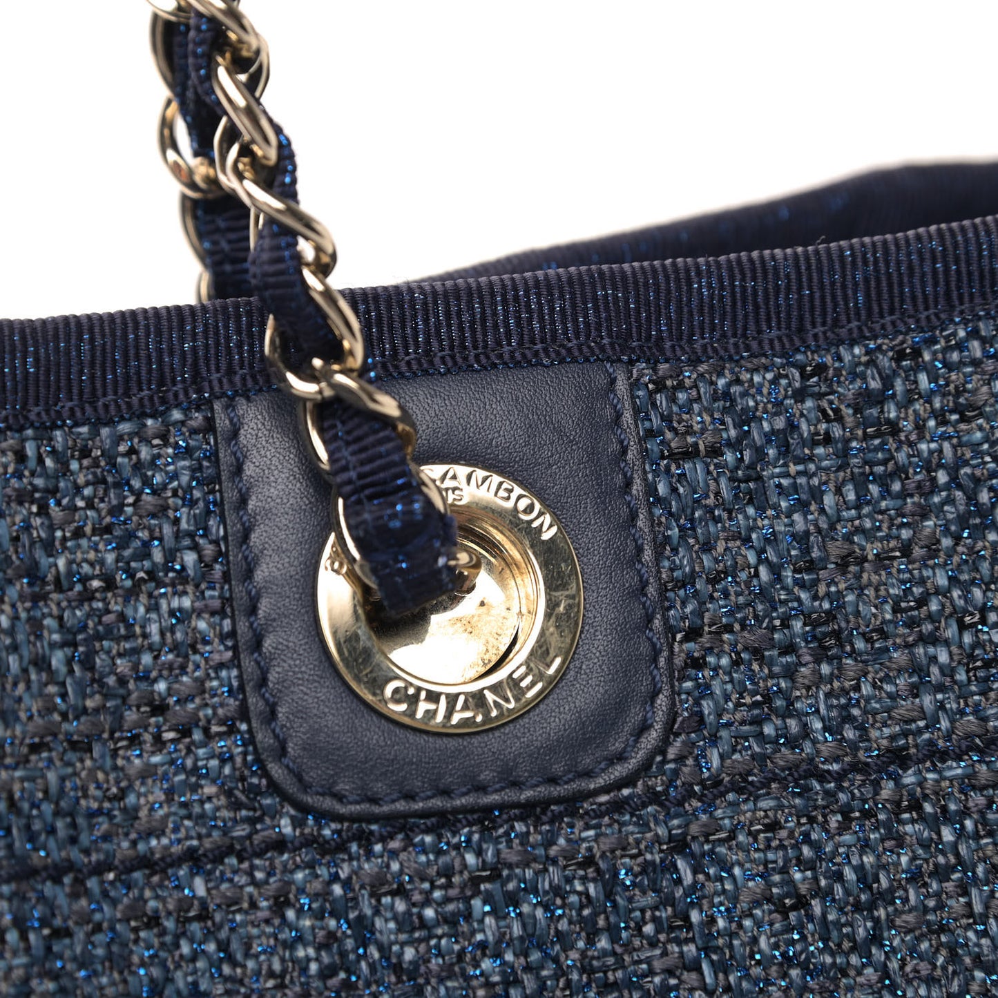 Lurex Boucle Small Deauville Tote Blue