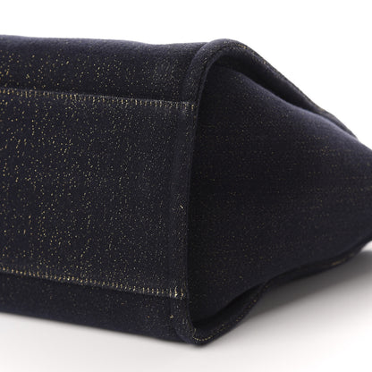 Chanel Lurex Canvas Medium Deauville Tote Navy Blue Gold 6 of 12