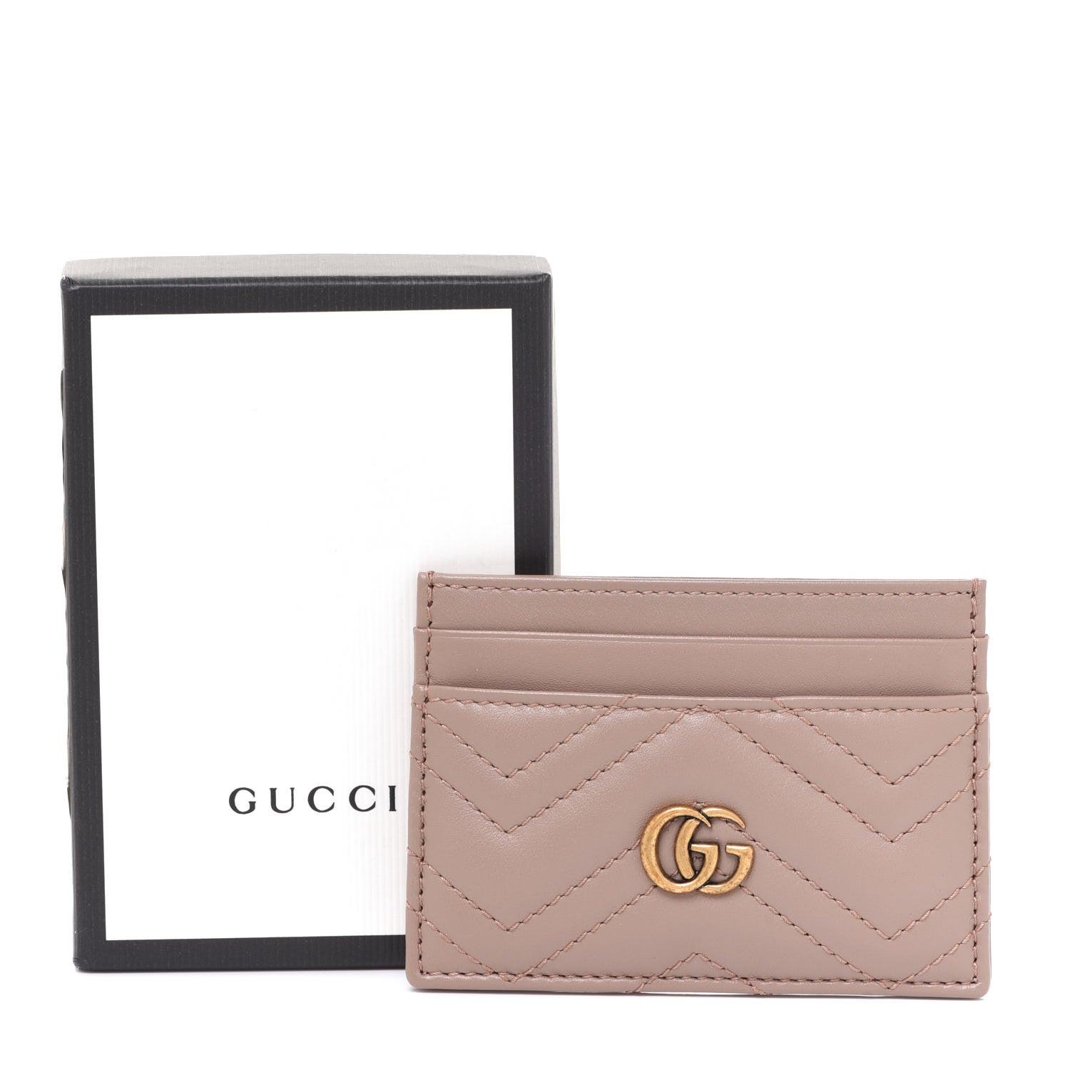 Gucci Calfskin Matelasse GG Marmont Card Holder Porcelain Rose 7 of 7