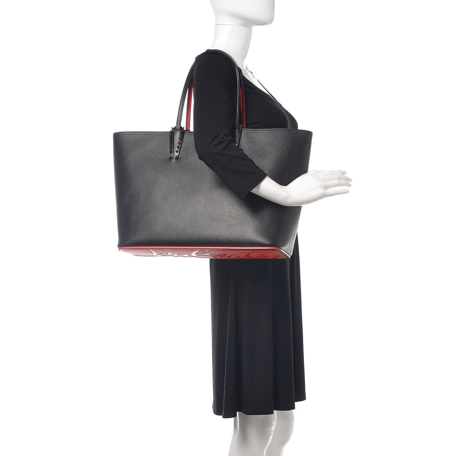 Christian Louboutin Calfskin Spikes East West Cabata Tote Black 2 of 13